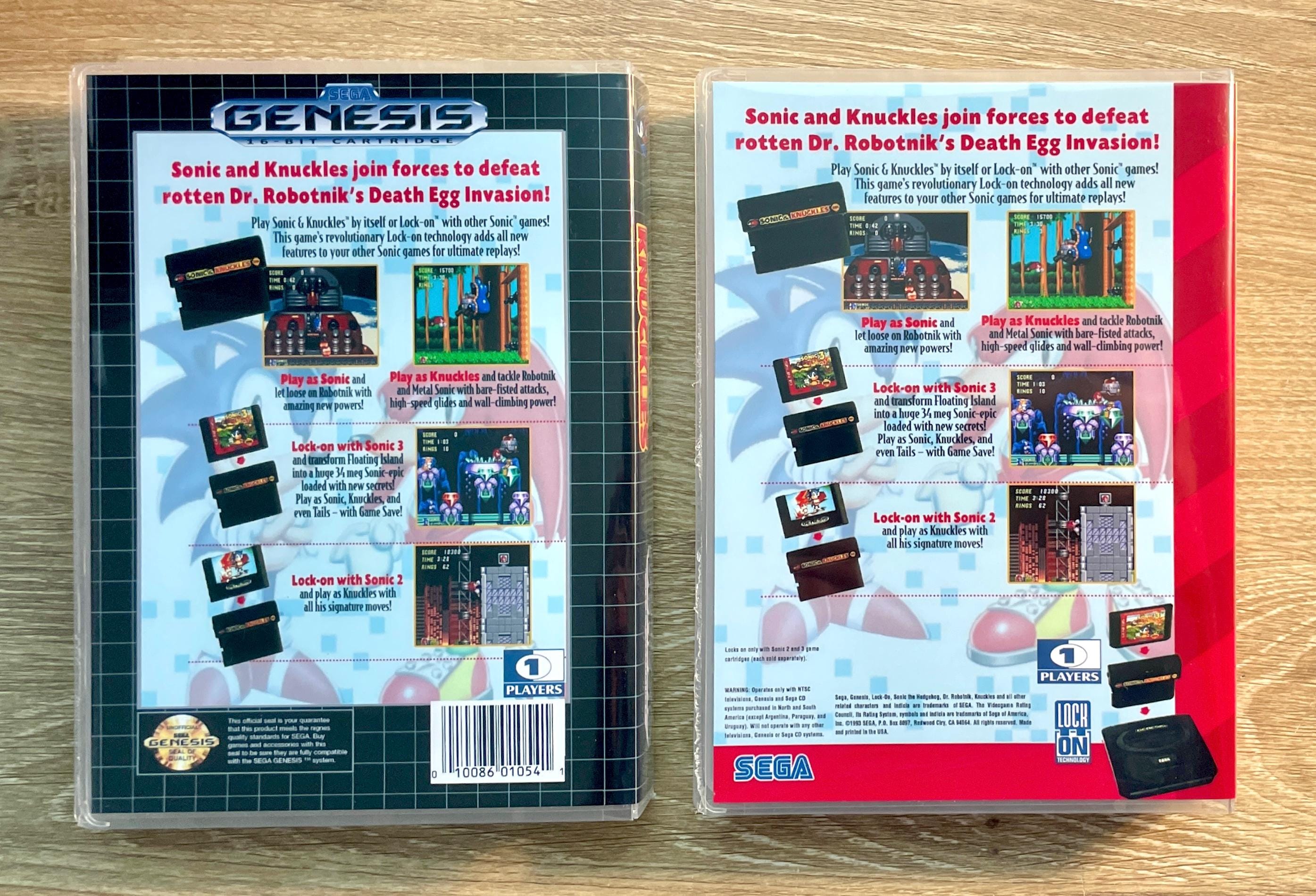 Sonic and Knuckles - SEGA Genesis / Mega Drive - New Clear Game Case ...