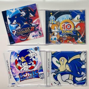 Sonic Adventure 1 and 2 - Sega Dreamcast Custom Game Case - No Manual - Free Shipping