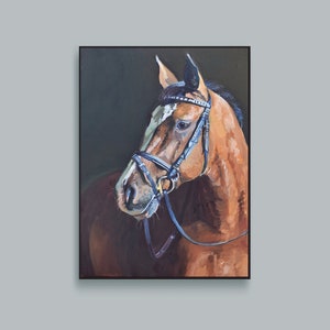 Horse Oil Painting for Wall Decor for Home for Nature Lovers Animal Art Original Varnished Paint on Canvas. Horse Face Portrait