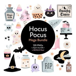Lindo clipart de Halloween, lindo clipart de Halloween pastel, clip art rosa, fantasmas, murciélagos, brujas, caramelos de maíz, feliz Halloween PNG, lindo espeluznante