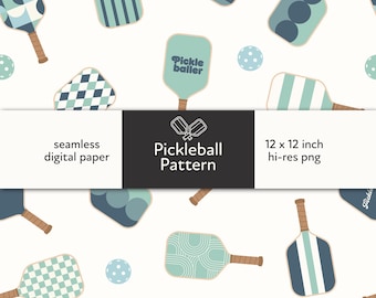 Pickleball Pattern: Seamless Paddle Design (PNG Digital File)