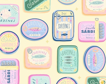 Sardine Seamless Pattern: Vintage Italian Summer Digital Paper (JPEG)