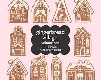 Gingerbread House Clipart, Cozy Winter Art, Digital Download for Christmas Cards, Printable Crafting Supplies