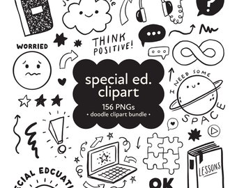 Special Education Doodle Clipart Bundle: 156 PNG Files