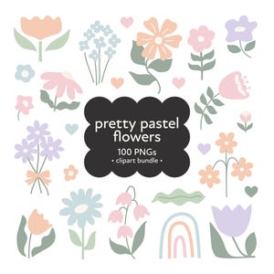 Pretty Pastel Flower Clipart, Pastel Floral Clipart Bundle, Pastel Flower Illustrations, Mother's Day, Spring Floral Clipart png