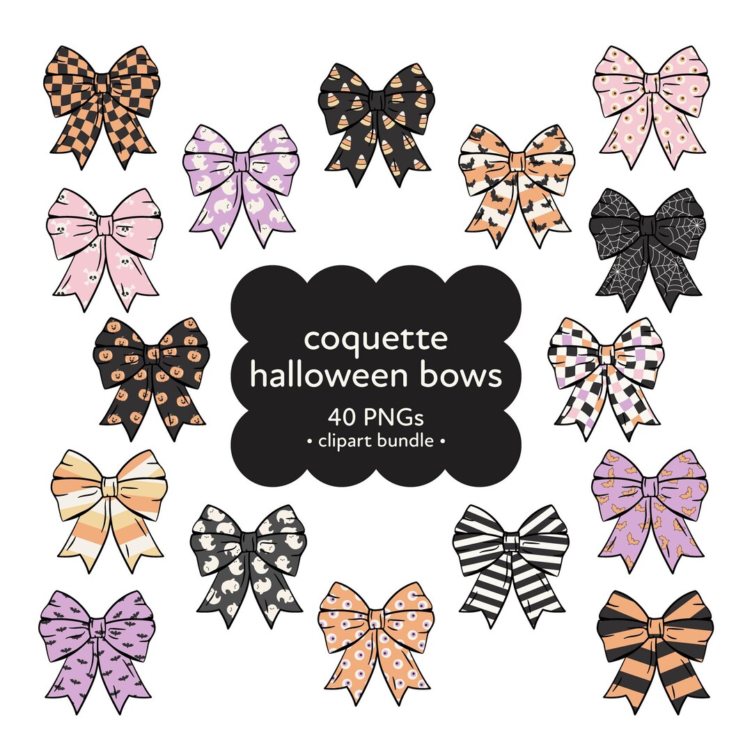 Coquette Halloween Bow Clipart Bundle, Spooky PNG (digital Download) - Etsy