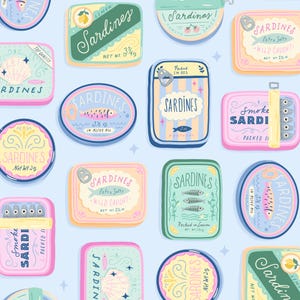 Sardine Seamless Pattern, Coastal Digital Paper, Italian Summer Aesthetic, Fisherman Repeat Design, La Dolce Vita Seamless