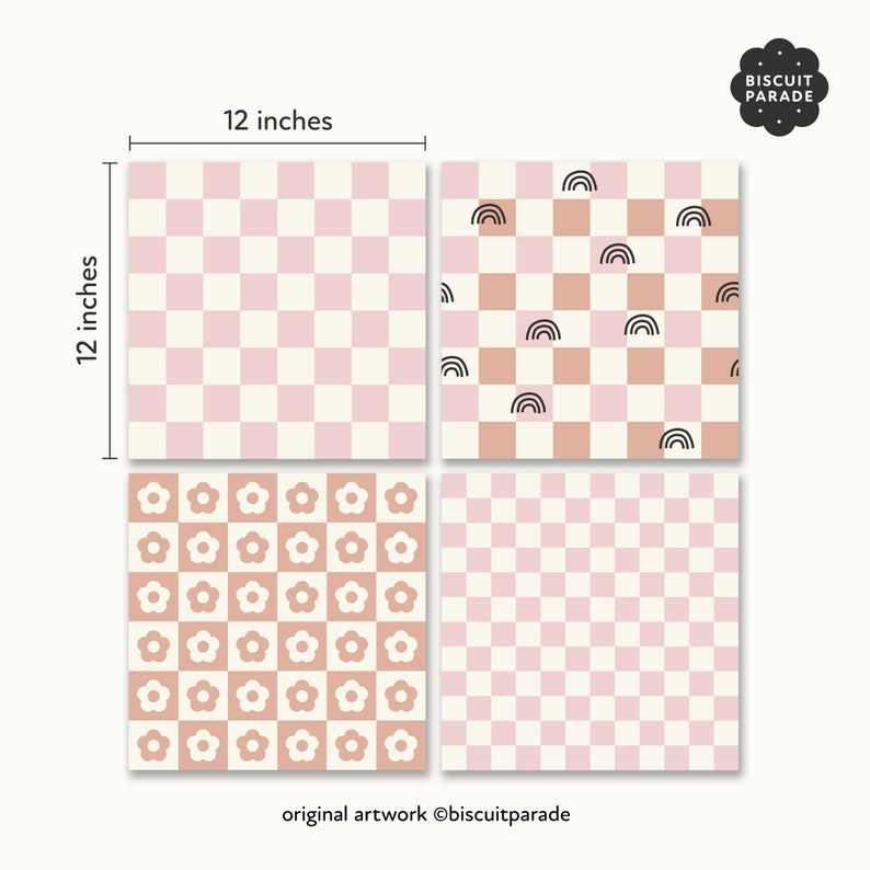 Boho Checkers Boho Checker Digital Paper: Retro Pink Patterns (digital Download) - Etsy