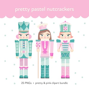 PNGs de Quebra-Nozes em tons pastéis, Amigos Quebra-Nozes, Design de Sublimação, Clipart de Natal Rosa, Suíte Quebra-Nozes, Quebra-Nozes Rosa