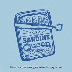 Sardine Tin PNG, Tinned Fish Clipart, Fisherman Aesthetic Design, Retro Coastal Art, Digital Download PNG, Sardine Queen Trendy Png