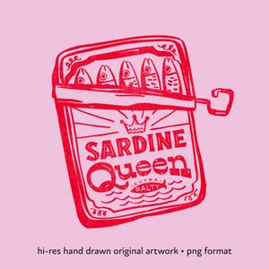 Sardine Tin PNG, Tinned Fish Clipart, Fisherman Aesthetic Design, Retro Coastal Art, Digital Download PNG, Sardine Queen Trendy Png