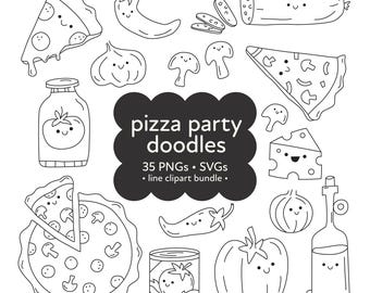 Pizza Bundle svg, Pizza Clipart Doodle, Pizza Clipart, Pizza Cut File, Pizza Stamps, Pizza png, Kid&#39;s Pizza Party png, Pizza Lover