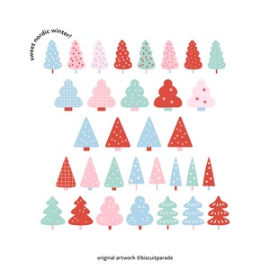 Winter Wonderland Tree Clipart Bundle: Hand-drawn Christmas PNG (200 ...