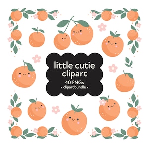 Set di clipart per baby shower Little Cutie, PNG di arance carine, bundle di clipart Little Cutie, grafica per invito per baby shower, png Little Cutie