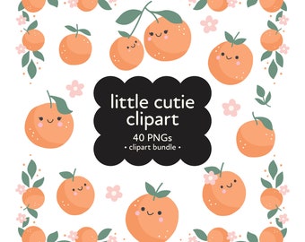 Little Cutie Baby Shower Clipart Set, Cute Oranges PNG, Little Cutie Clipart Bundle, Baby Shower Invitation Graphics, Little Cutie png