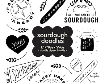 Clipart de repostería con masa madre: Paquete SVG de la era de la masa madre (descarga digital)