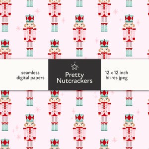 Padrão sem emendas de quebra-nozes de Natal, arquivo de repetição rosa quebra-nozes bonito e extravagante para tecido, design de superfície de papel digital para feriados