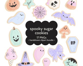 Halloween Sugar Cookies Clipart, Cute Halloween Treats PNG, Spooky Baking Graphics, Digital Download for Crafts