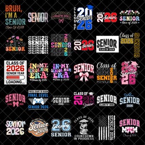 Senior 2026 PNG Bundle, Class of 2026 Png, 2k26 Senior Year Shirts Png, Gifts for Girls & Boys, High School Graduation Png
