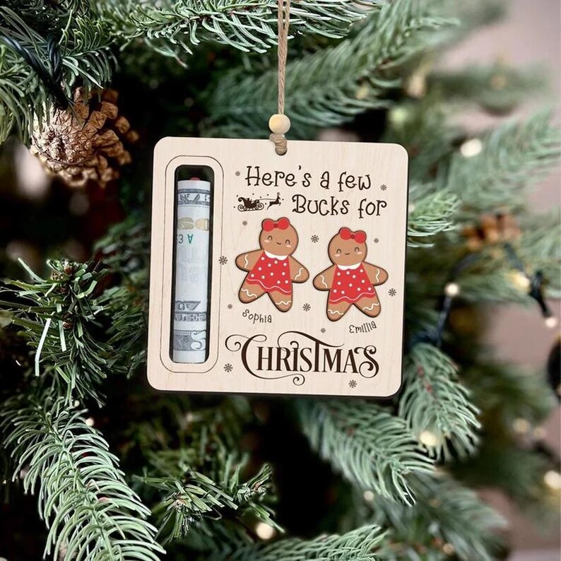 Few Bucks For Christmas - Personalized Wooden Ornament, Money Holder O