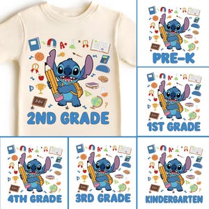 6 Cartoon School Grade Png Bundle, Pencil Teacher Png, Back To School 1st/2nd/3rd Grade Png,Blue Alien Back To School PNG Bundle