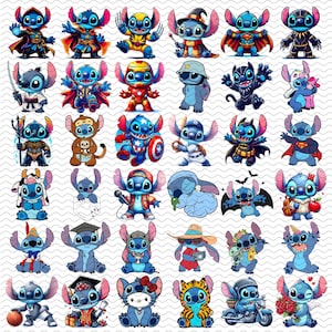 Cute Stitch Superhero Png Bundle, Super Hero Stitch PNG, High ...