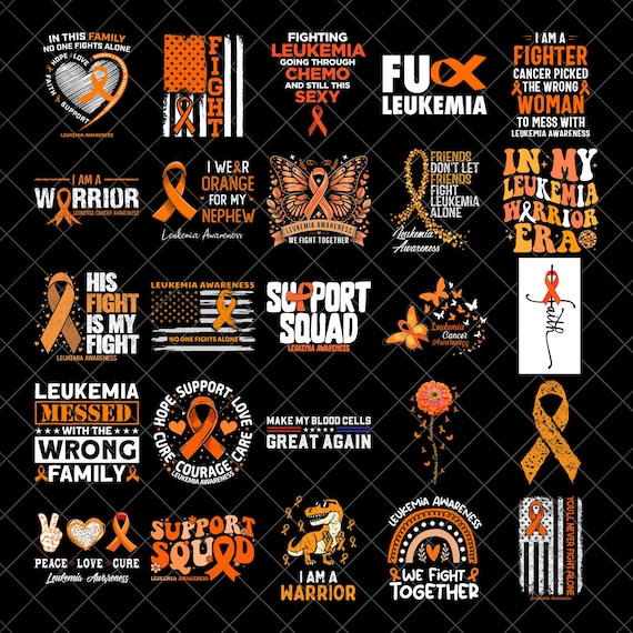 Leukemia Awareness PNG Bundle, Orange Ribbon Png, Leukemia Ribbon, Leukemia Cancer, Leukemia Support, Leukemia Shirt Design, Digital File