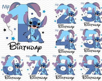 Paquete de cumpleaños de Stitch PNG, cumpleaños de niño PNG, cumpleaños familiar PNG, vacaciones familiares PNG, regalo de cumpleaños PNG, archivo del reino mágico