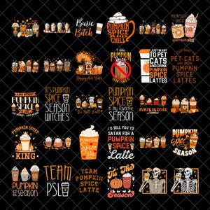 Pumpkin Spice Latte Png Bundle, Pumpkin Spice Coffee Png, Fall Png, Cozy Season Png, Autumn Vibes Png, Pumpkin Season Png, Digital Files