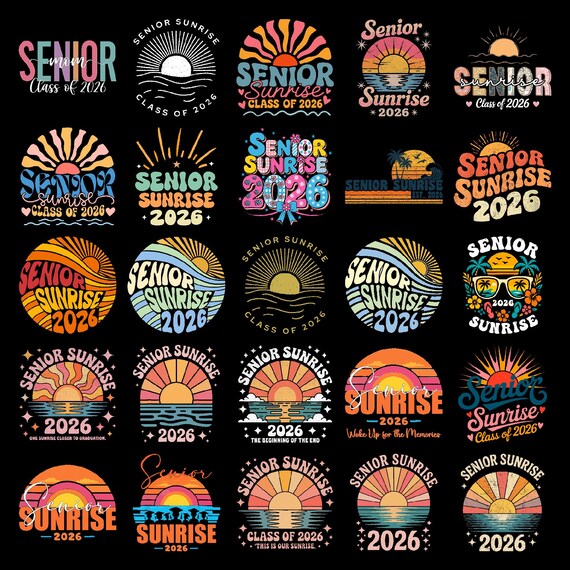 Sunrise Senior 2026 PNG Bundle, Senior Sunrise png, Retro Senior Class of 2026, 2026 Graduation Gift, Senior is 2026, Senior Graduation Gift
