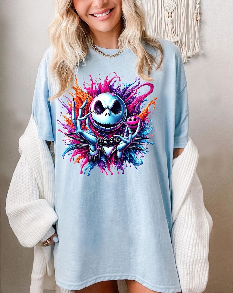 Jack Skellington Halloween Pumpa Kung Png Design Högupplöst T-shirt Sublimering Png Fil Stänk Akvarell Transparent Nedladdning bild 3