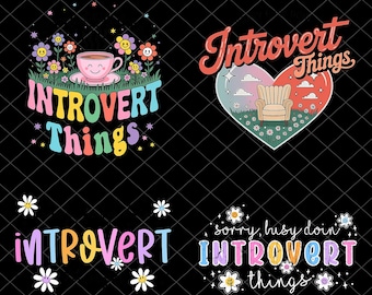 Sorry Busy Doin Introvert Things PNG Bundle | Funny Introvert png | Mental health png design png transfer | Trendy png