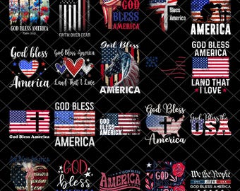 God Bless America Png Bundle, Retro Fourth of July PNG, American Flag Png, America Stars Stripes png, Patriotic png, Memorial Day Png