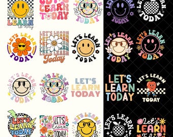 Boho Floral Teacher PNG bundle, Sublimation Design, Back To School Png, Teacher PNG, School Png, Let's Learn Today Png Retro Teacher Design