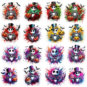 Jack Skellington Halloween Pumpa Kung Png Design Högupplöst T-shirt Sublimering Png Fil Stänk Akvarell Transparent Nedladdning bild 1