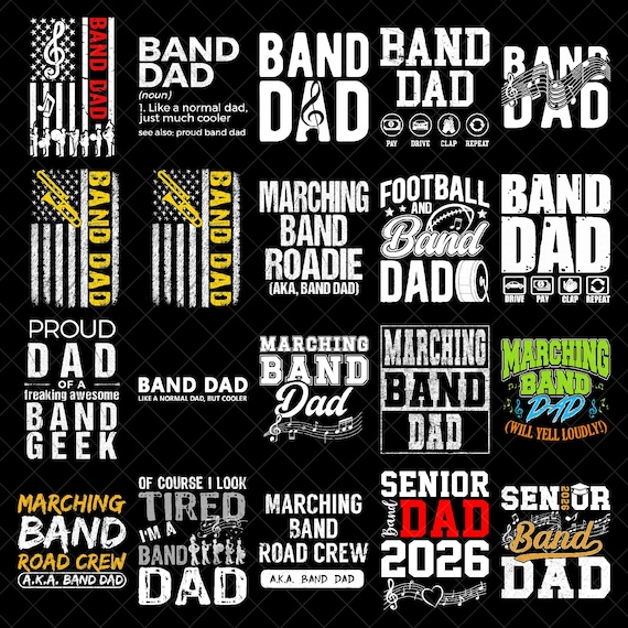 Band Dad png Bundle, Band Dad PNG Marching Band Dad Shirt Design Drumline Dad png