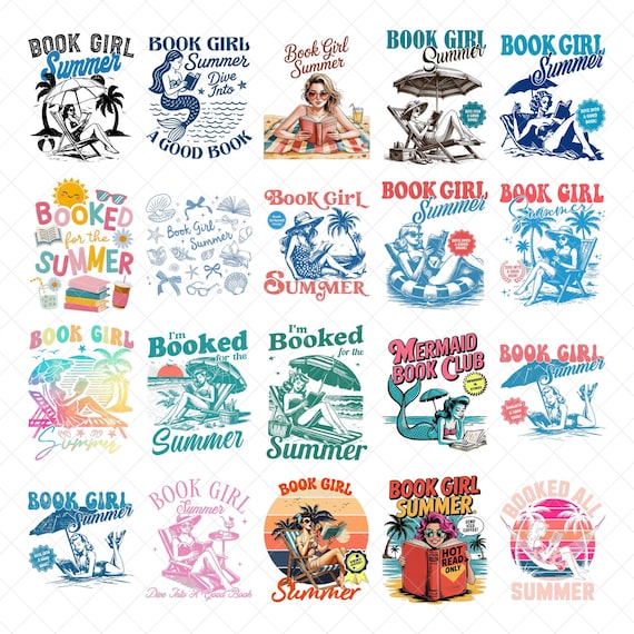 Book Girl Summer PNG, Retro Summer Vibes, Beach Book Lover, Girl Vacation Book Png, Funny Bookish Reader, Bookis Png, Trendy Girl Summer Png