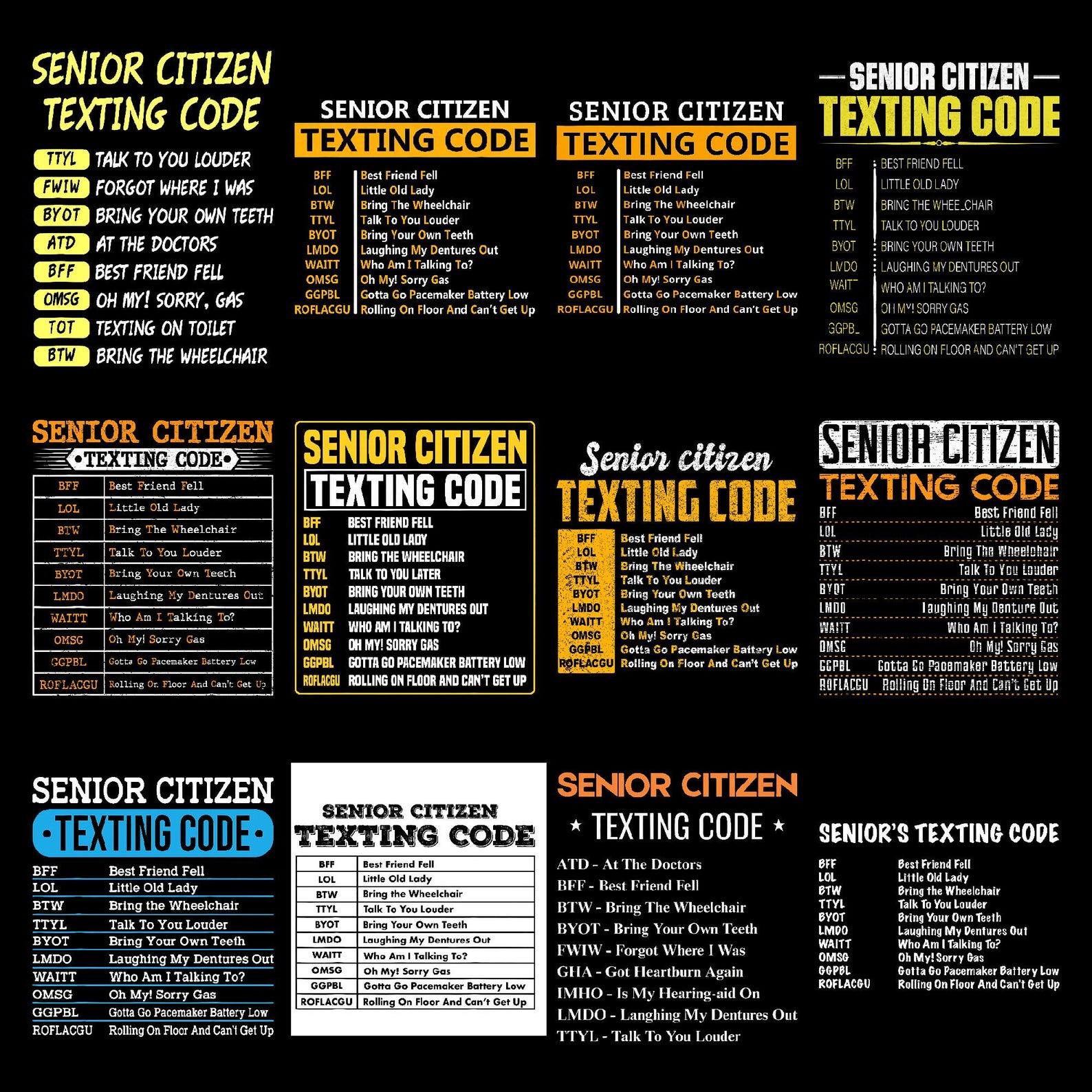 Senior Citizen Texting Code PNG | Funny Senior Digital Download | Humor ...