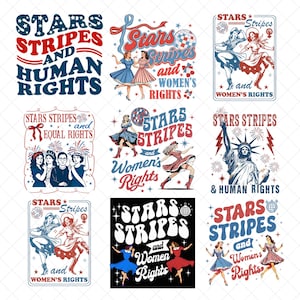 Stars Stripes And Women&#39;s Rights Png Bundle, 4th of July Png, Social Justice, Patriotic Feminist Png, Anti Trump Png, Leftist Digital File