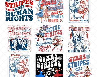 Stars Stripes And Women's Rights Png Bundle, 4th of July Png, Social Justice, Patriotic Feminist Png, Anti Trump Png, Leftist Digital File