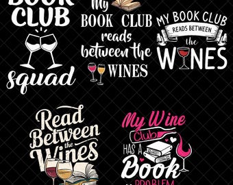 Book Club Wine PNG Bundle, Funny Reading Clipart, Book Lover Wine Glass Sublimation, Read Between Wines Digital Download