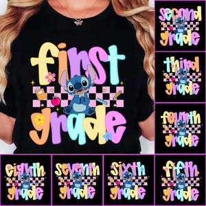 10 Png Preppy Pre-K To 8th Grade Bundle, Cartoon Pastel Png, Cartoon First Day Of School Design, Blue Alien Back To School PNG, Cute School