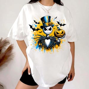 Jack Skellington Halloween Pumpa Kung Png Design Högupplöst T-shirt Sublimering Png Fil Stänk Akvarell Transparent Nedladdning bild 5