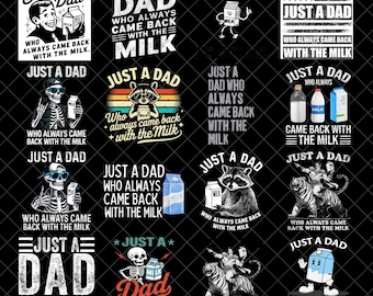 Nur ein Vater, der immer mit der Milch PNG zurückkam, lustiger Vatertag PNG, Retro Dad Skelett Shirt, Geschenk für ihn, Geschenke für Papa, cooler Papa