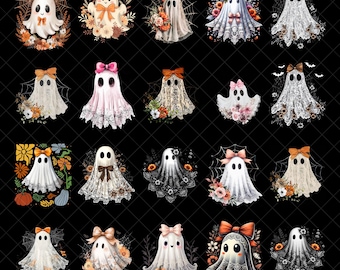 Cute Lace Ghost Png Bundle, Boo In Boojee, Halloween Boo Lace Bow Png, Halloween PNG, Boo Ghost Shirt Png, Cute Boo Halloween Sublimation