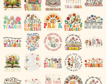 Paquete PNG "Enséñales, Ámalos, Míralos Crecer", Flores Silvestres para Maestros, Maestros, Regreso a Clases, Flores para Maestros