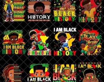 I Am Black History PNG Bundle, Black Child Magic Afro Kids Clipart, Juneteenth Kids Design, Black History Month Digital Download