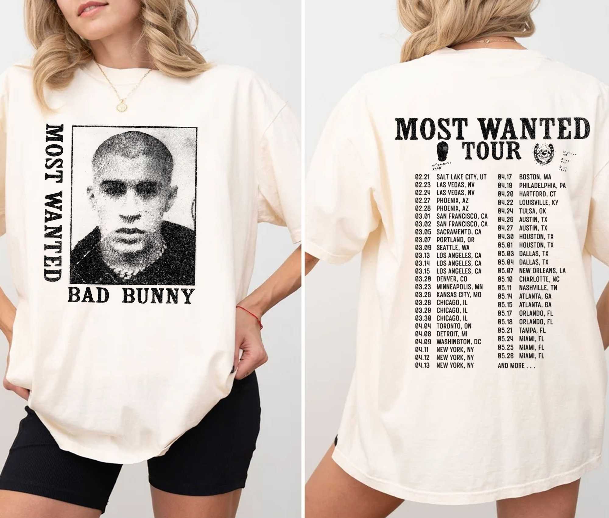 Bad Bunny Tracklist Tour 2024 Shirt, Bad Bunny Most Wanted Tour 2024 ...