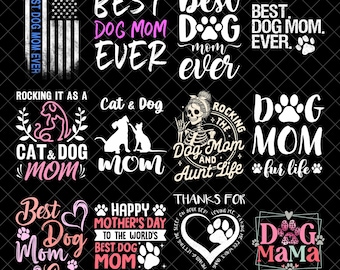 Dog Mama png Bundle, Dog Mom png, Leopard Mama png, Mother's Day Gift, Gift for dog mama, Gift for mama png, retro mom png