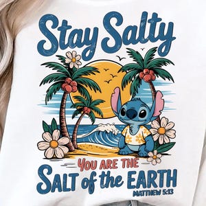 Salty Sould Stitch PNG, Stitch Summer PNG, Stitch with Surfboard PNG, Blue Alien Cartoon Png, Beach Png, Summer Png, Sublimation Design